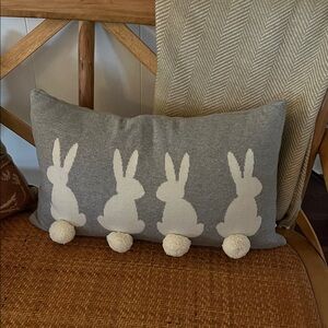 cupcakes & cashmere Gray and White Bunny Pillow